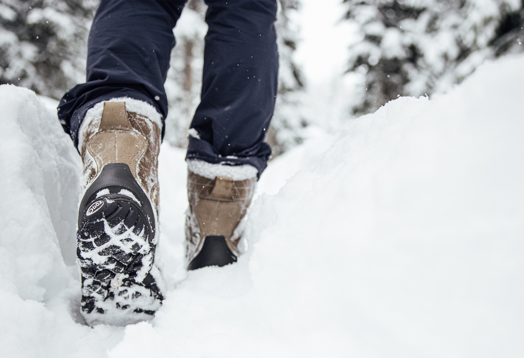 Women's Oboz Bridger 9" Insulated boot hiking through deep snow