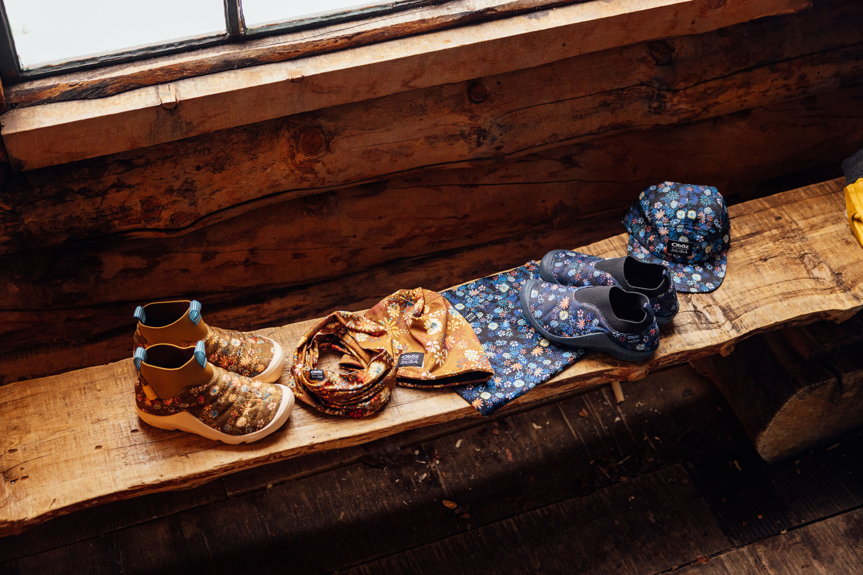 Hats, buffs, and Whakatā Puffy's from the Oboz and Skida collab