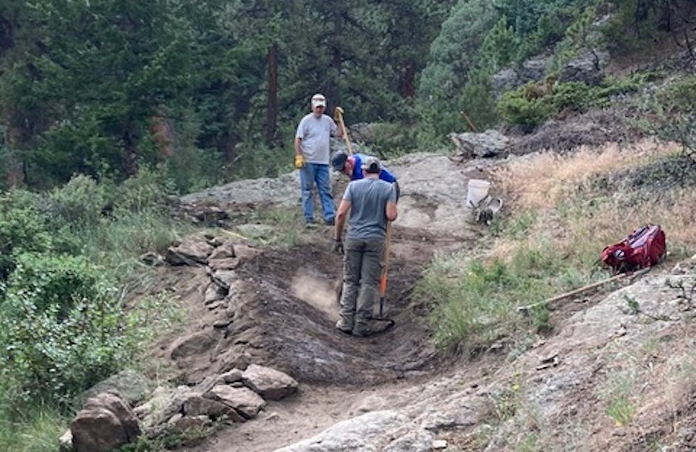 Oboz Local Hero, Dan Cavaliere, on a recent trail work day.