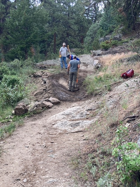 Oboz Local Hero, Dan Cavaliere, on a recent trail work day.