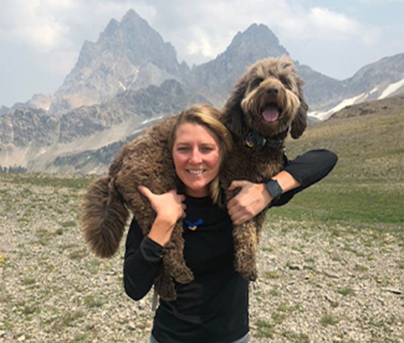Megan Shiverdecker holding her dog