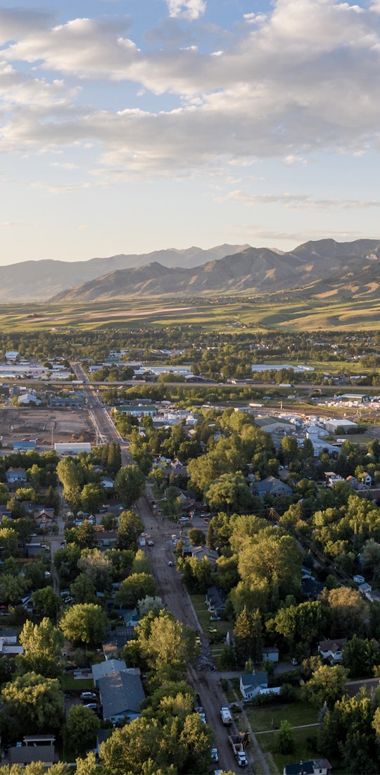 Panoramic view of Bozeman, MT, the home to Oboz Footwear.