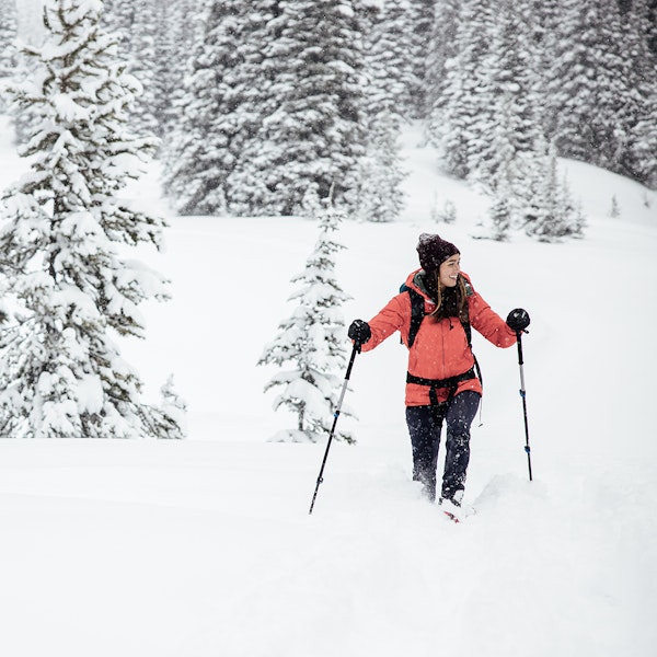 Hiking through the snow in the Sapphire 8" Insulated Waterproof boots.