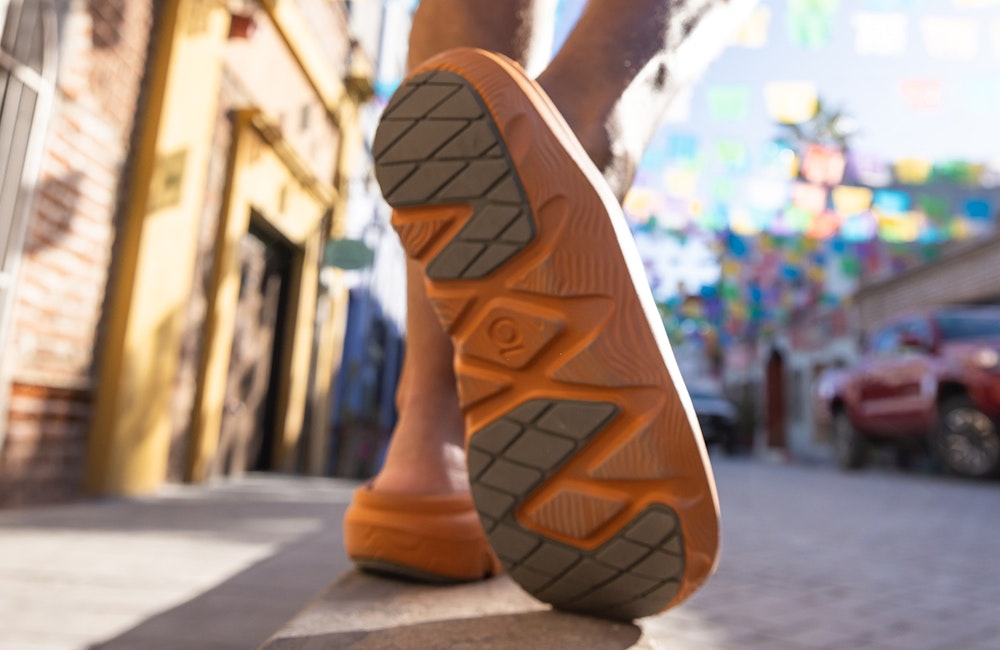 The outsole of the Oboz Whakata Coast worn in the street.