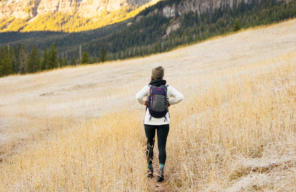 Hiking on the trail in the wilderness with the Sawtooth II