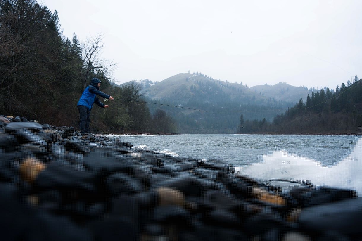 Jordan Leffler on a winter fishing trip. 