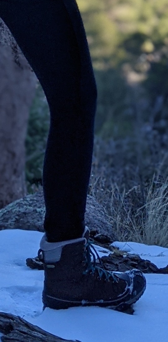 Oboz Sapphire insulated winter boots in snowy terrain.