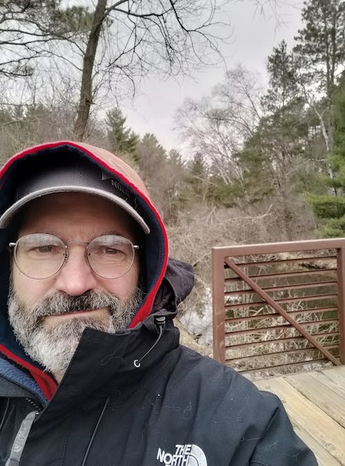 Oboz Footwear Trailblazer Joel Meline hiking in local State Parks.