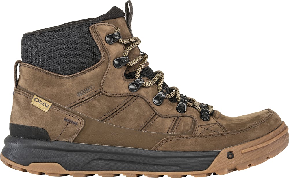 Mens Oboz Burke Mid Leather Waterproof Casual Shoe in Dark Earth