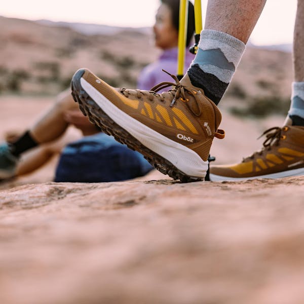 The men's Oboz Katabatic LT Mid Gore-Tex in the desert.