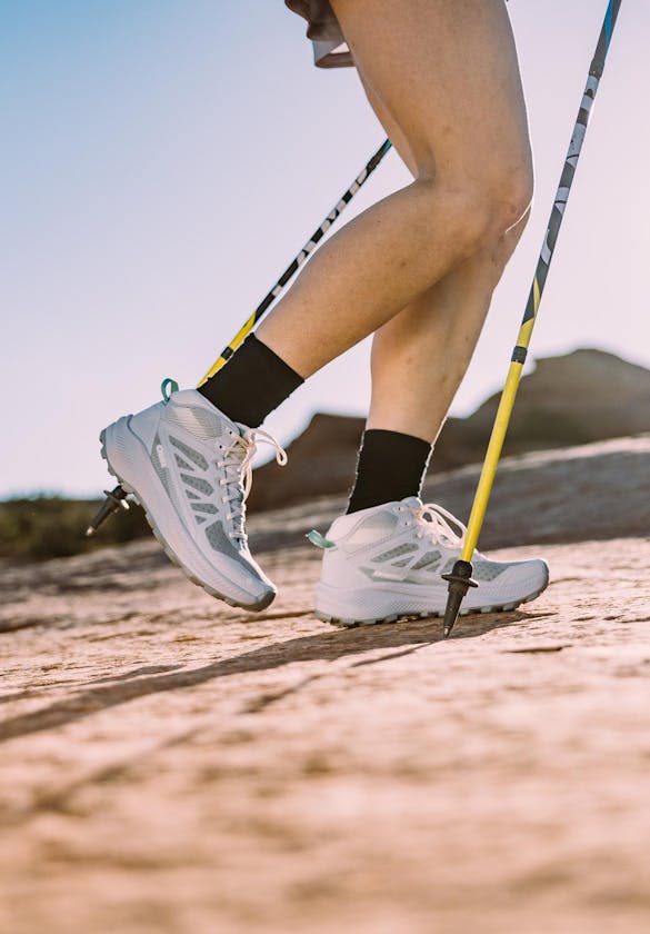 Desert hiking in the Oboz Women's Katabatic LT Mid Gore-Tex Waterproof hiking boots.