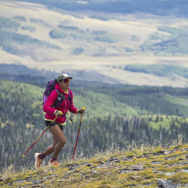 Hiking in the women's Katabatic LT Gore-Tex hiking shoe.