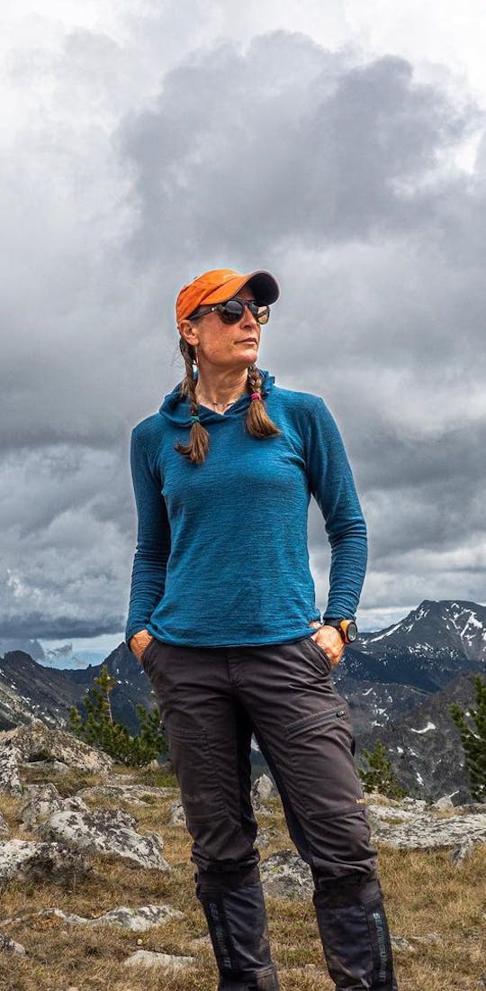 Oboz Local Hero, Hallie Zolynski, in the Anaconda-Pintler Wilderness.