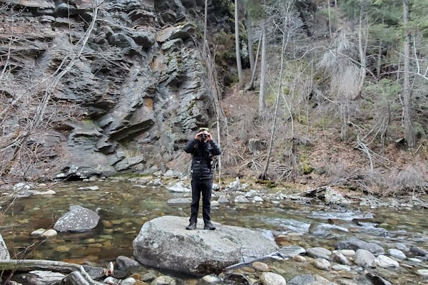 Tyler Lau, Oboz Ambassador, on a trip abroad.