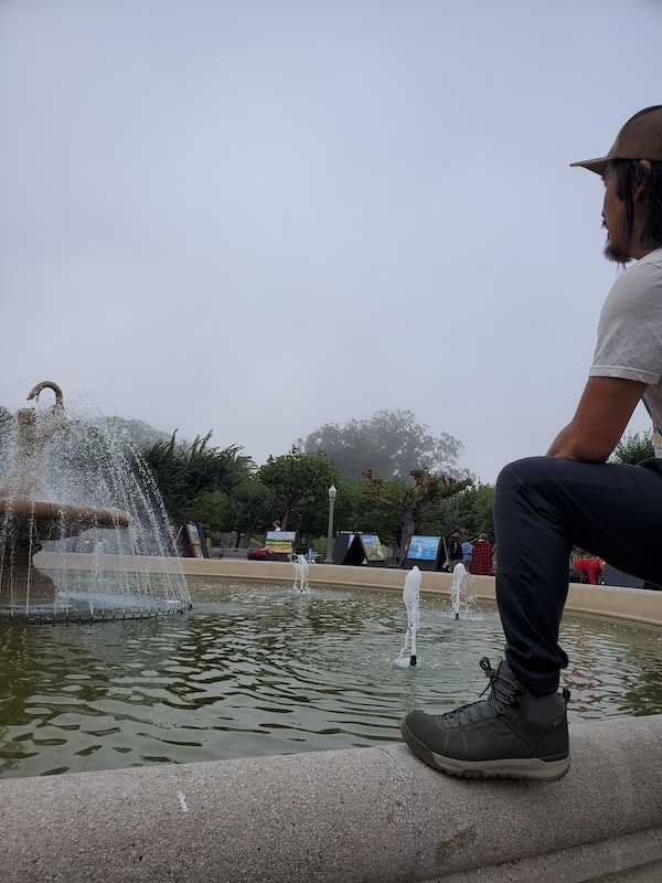 Oboz ambassador Tyler Lau on an adventure wearing Oboz hiking shoes. 