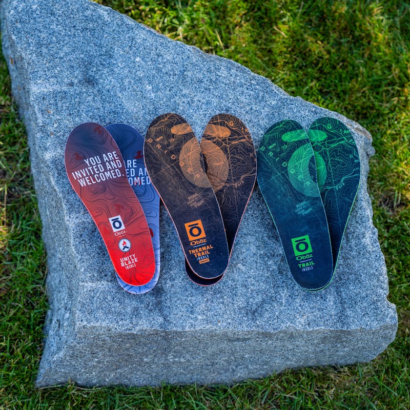 Oboz Trail insole collection featuring the Unity Blaze Trail and Thermal Trail insole.