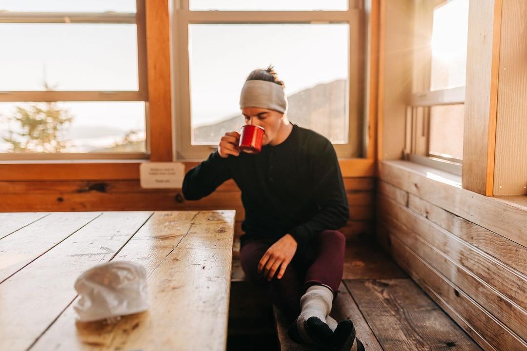 Oboz Local Hero, Riley McGurn camping in a fire watch tower.