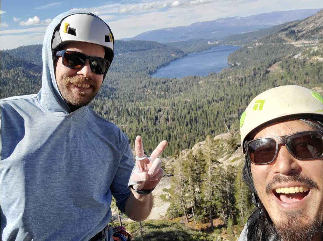 Tyler Lau and friend high in the mountains on an adventure. 