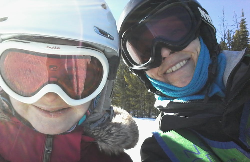 Selfie of Oboz Local Hero Carol Kennedy skiing