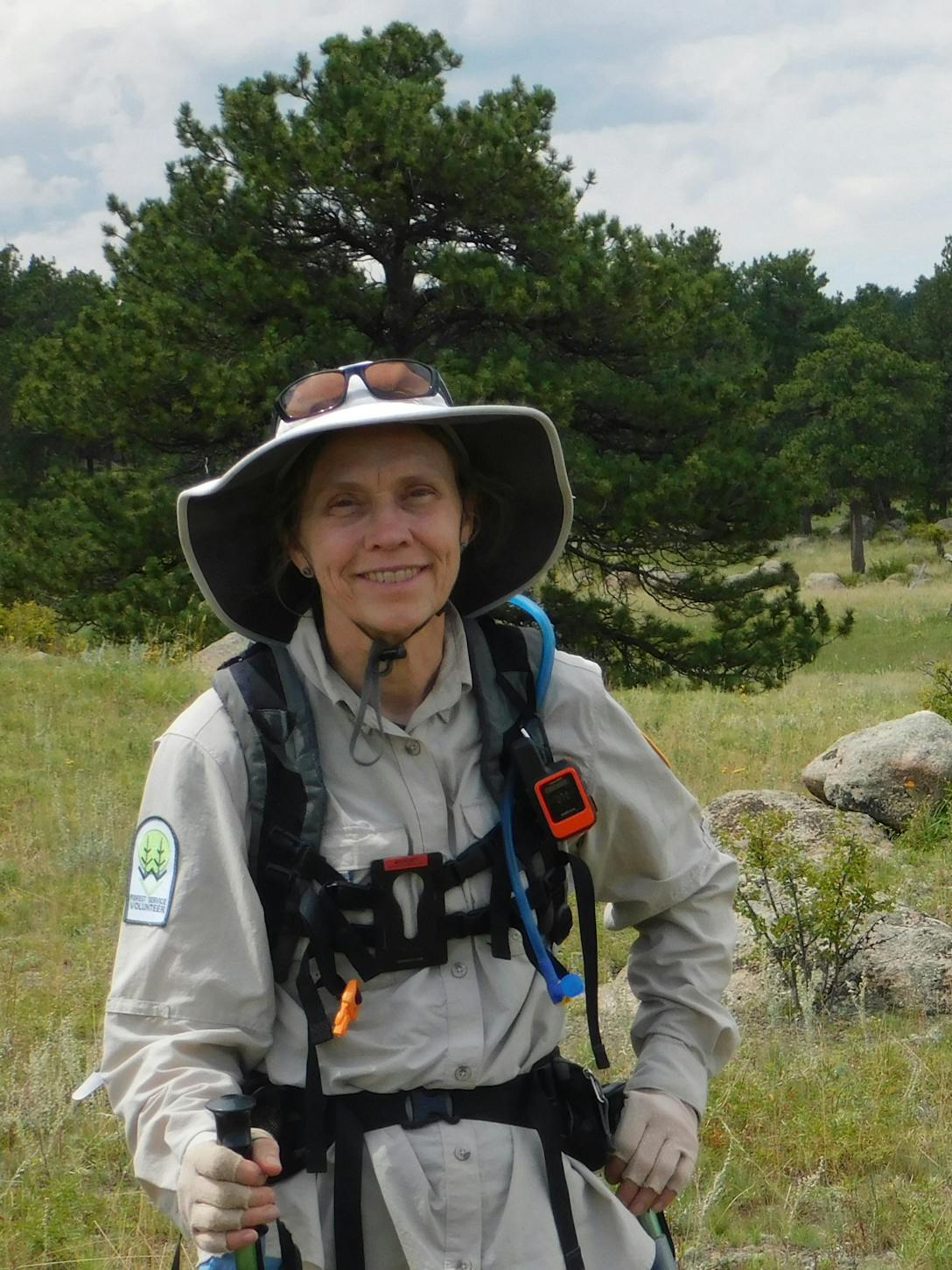 Oboz Local Hero Carol Kennedy hiking in the Katabatic Mid Waterproof hiking boot.