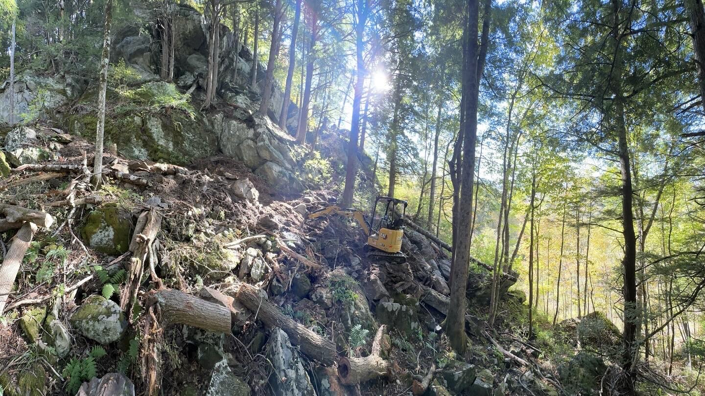 Trail work in progress in Bolton, VT