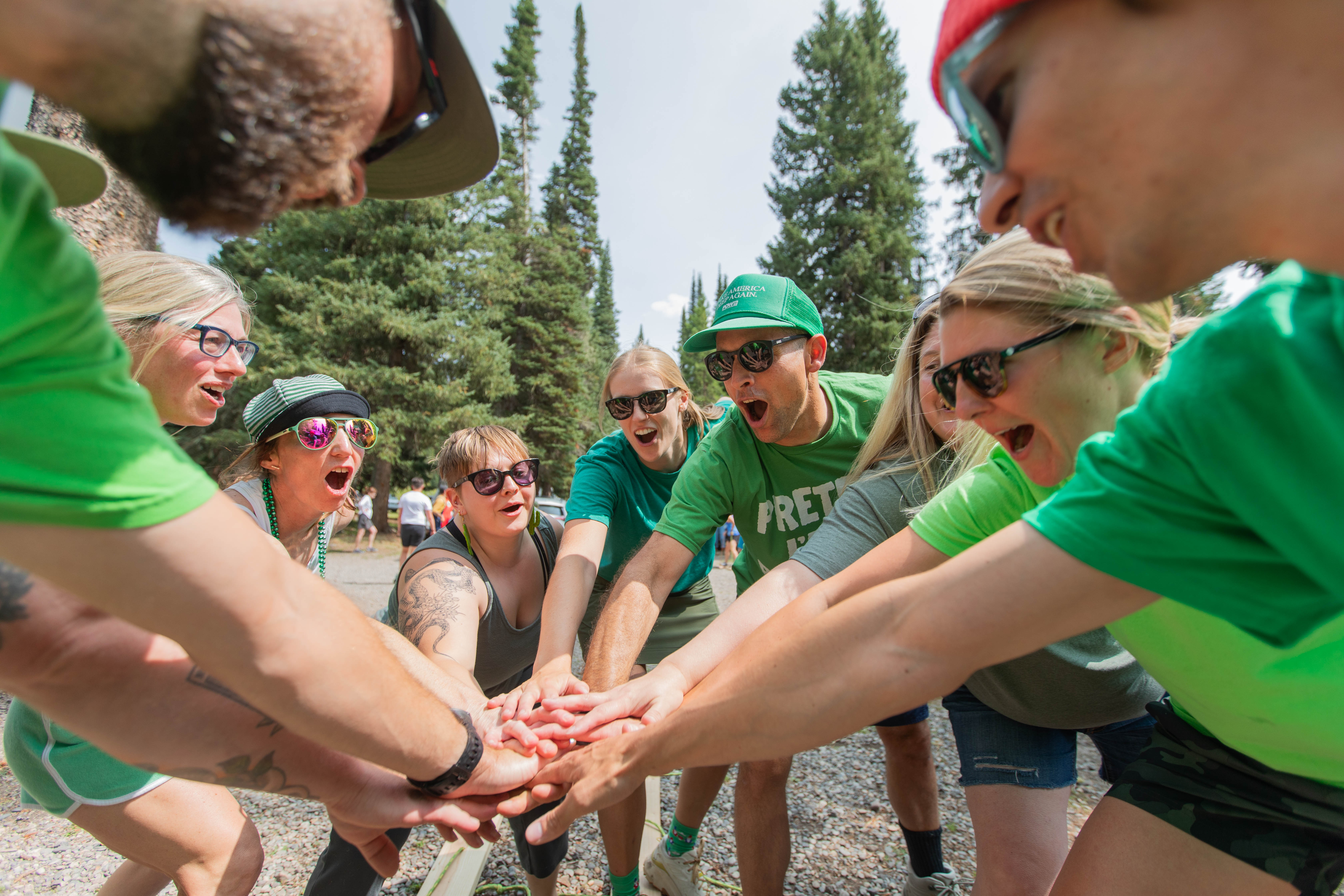 Oboz Footwear employees up at Hyalite Reservoir.