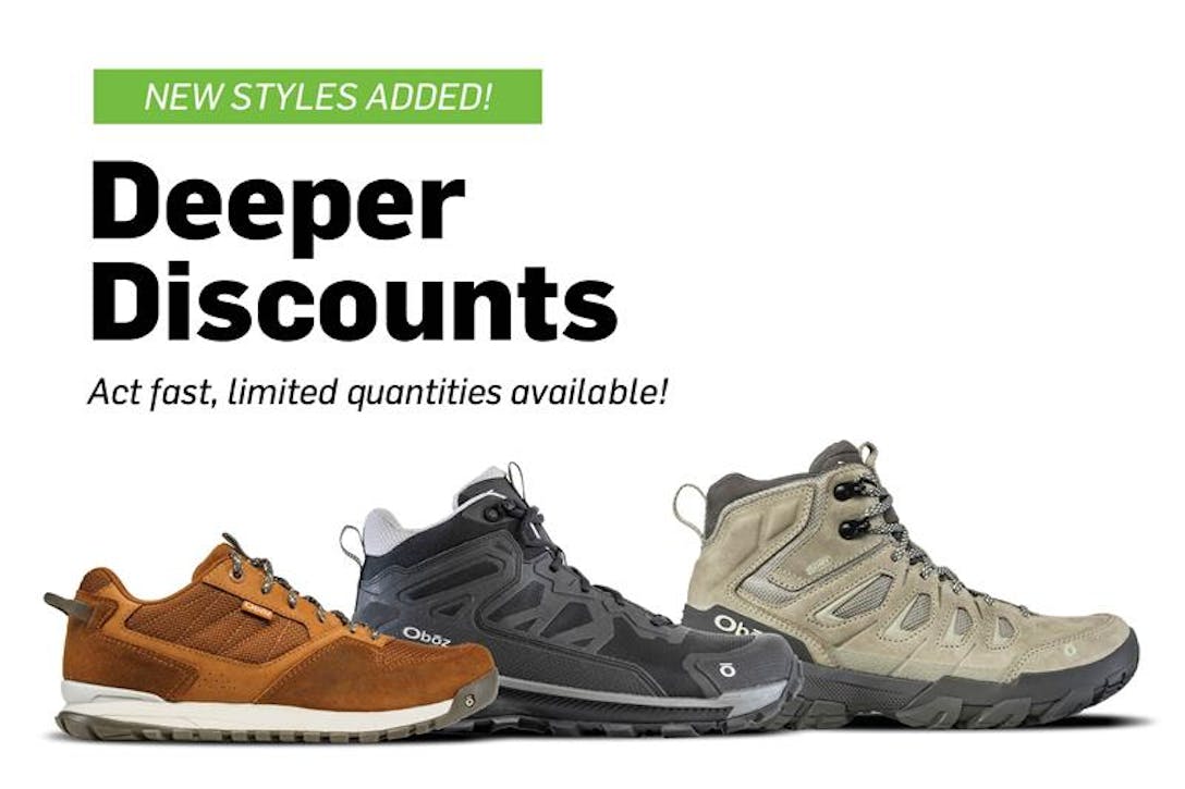 Deeper discounts on closeout Oboz styles