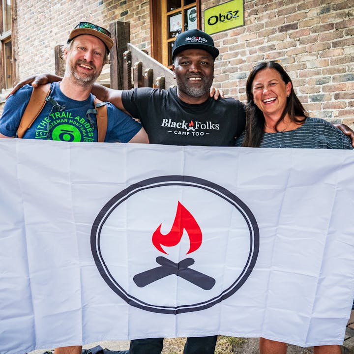 Earl Hunter of Black Folks with Amy Beck, president of Oboz Footwear.