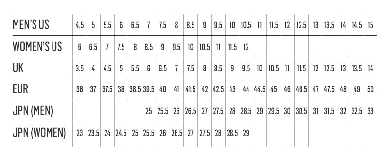 Oboz footwear shoe size chart.