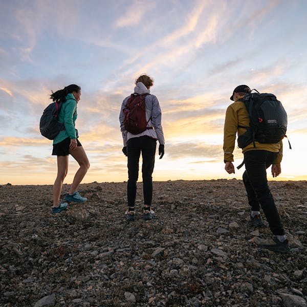 A group of hikers in the Oboz Katabatic hiking shoes.