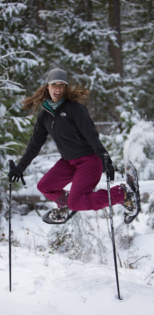 Juliet Kennedy snowshoeing on a beautiful winter day.