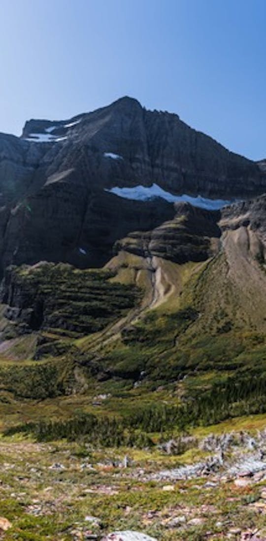 An expansive view of Glacier National Park from Siyeh Pass.