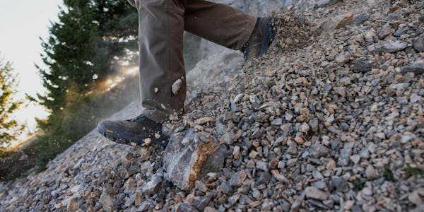 Taking on scree in the Bridger Peak GTX