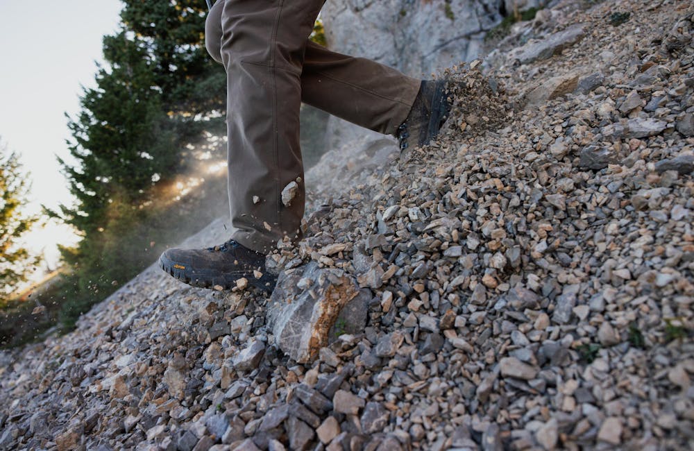 Taking on scree in the Bridger Peak GTX