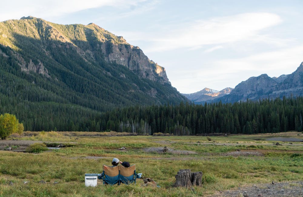 Hikers enjoying the view of Hyalite canyon