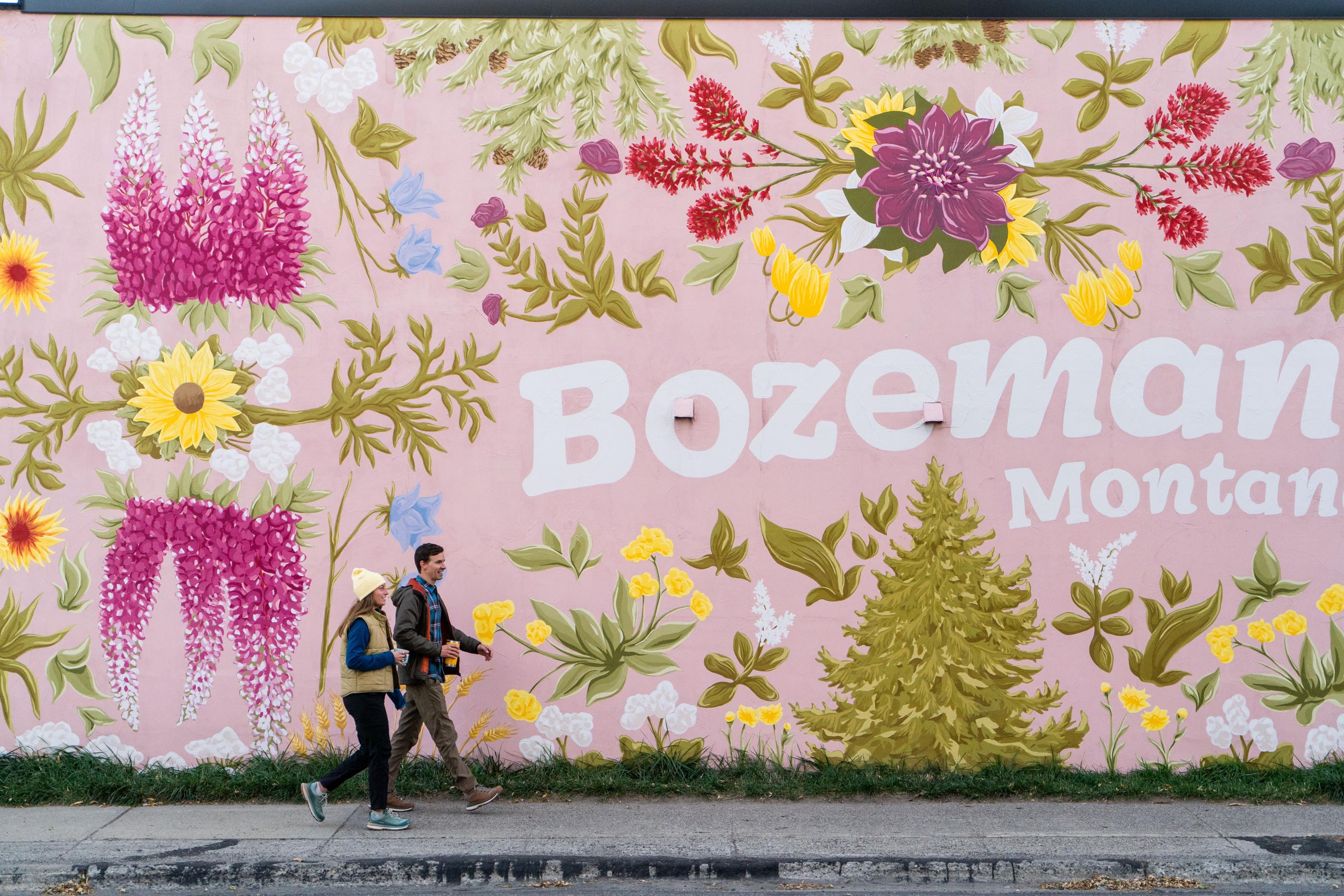 Walking in town wearing the Oboz Hyalite waterproof hiking boots.