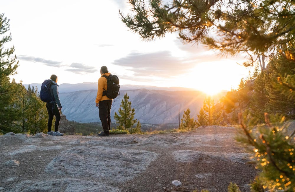 Enjoying the view from a trail in the Oboz Sawtooth Ascent hiking boots.