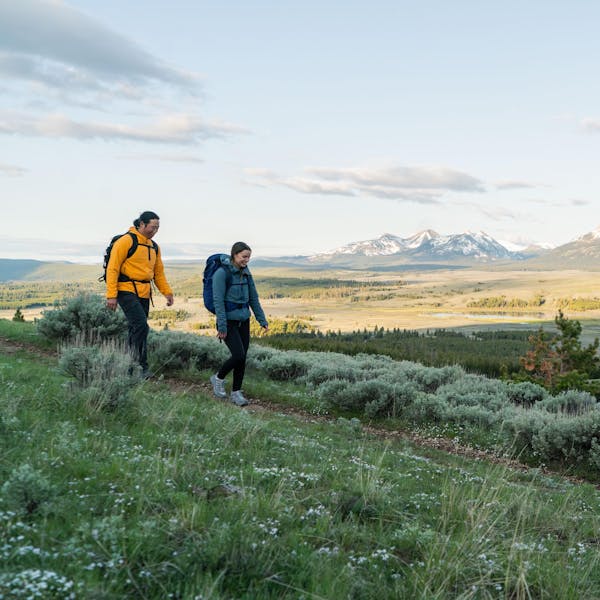 Hiking to a picnic site in the Oboz Hyalite waterproof hiking boots.