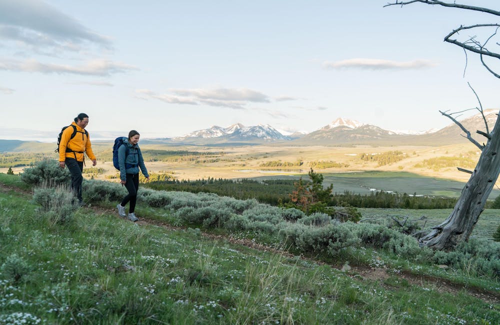 Hiking to a picnic site in the Oboz Hyalite waterproof hiking boots.