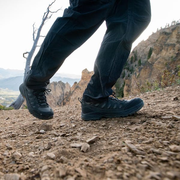 Hiking in the Oboz Sawtooth Ascent Low boots.