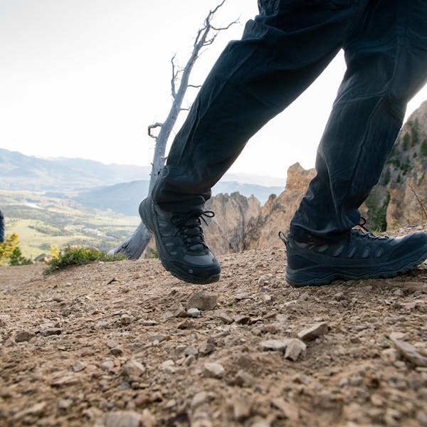 Hiking in the Oboz Sawtooth Ascent Low boots.