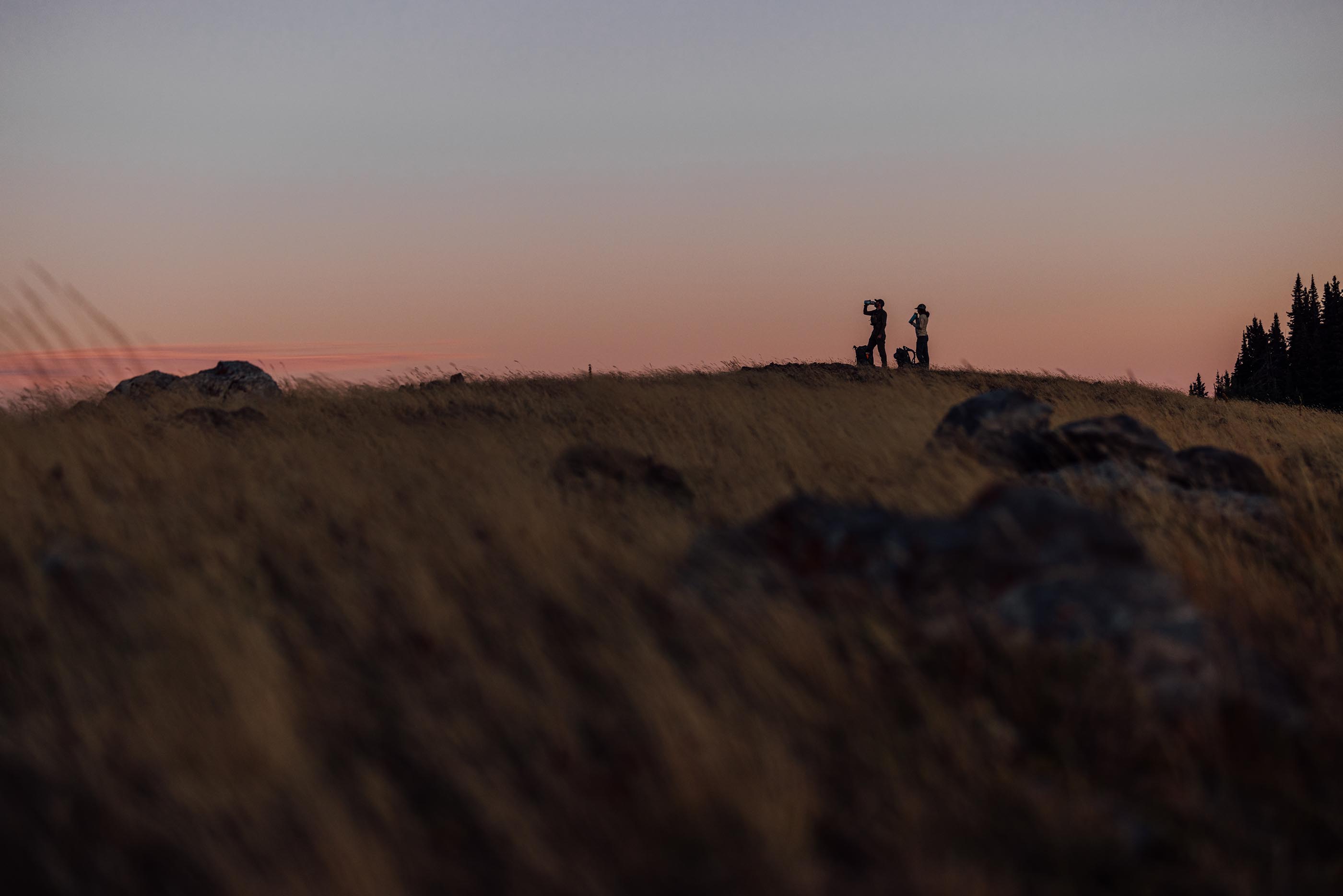 Hiking in the mountains wearing Oboz Bridger boots.