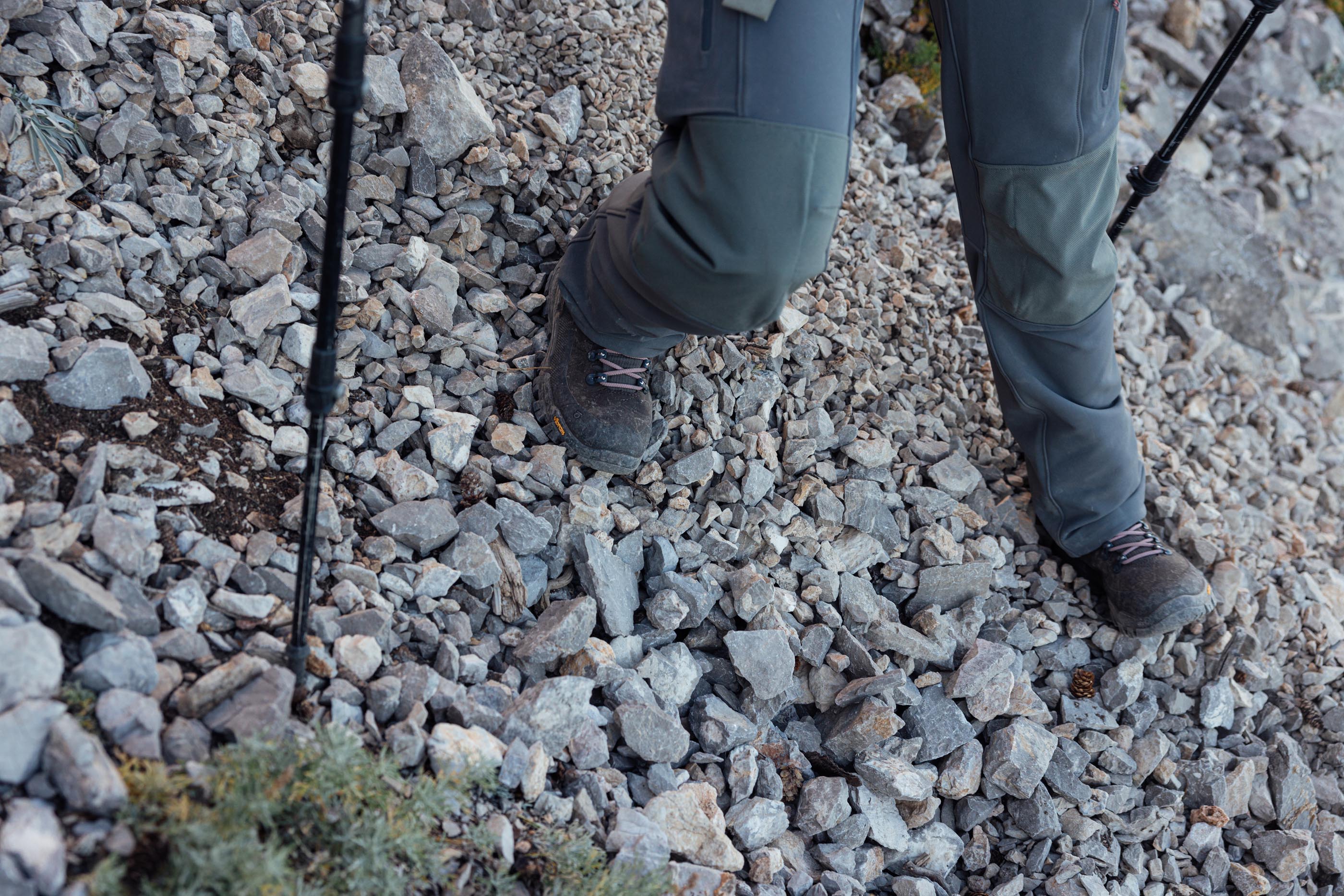 Navigating technical, rocky terrain in the waterproof Bridger Peak hiking boots.