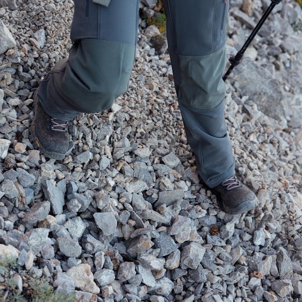 Navigating technical, rocky terrain in the waterproof Bridger Peak hiking boots.