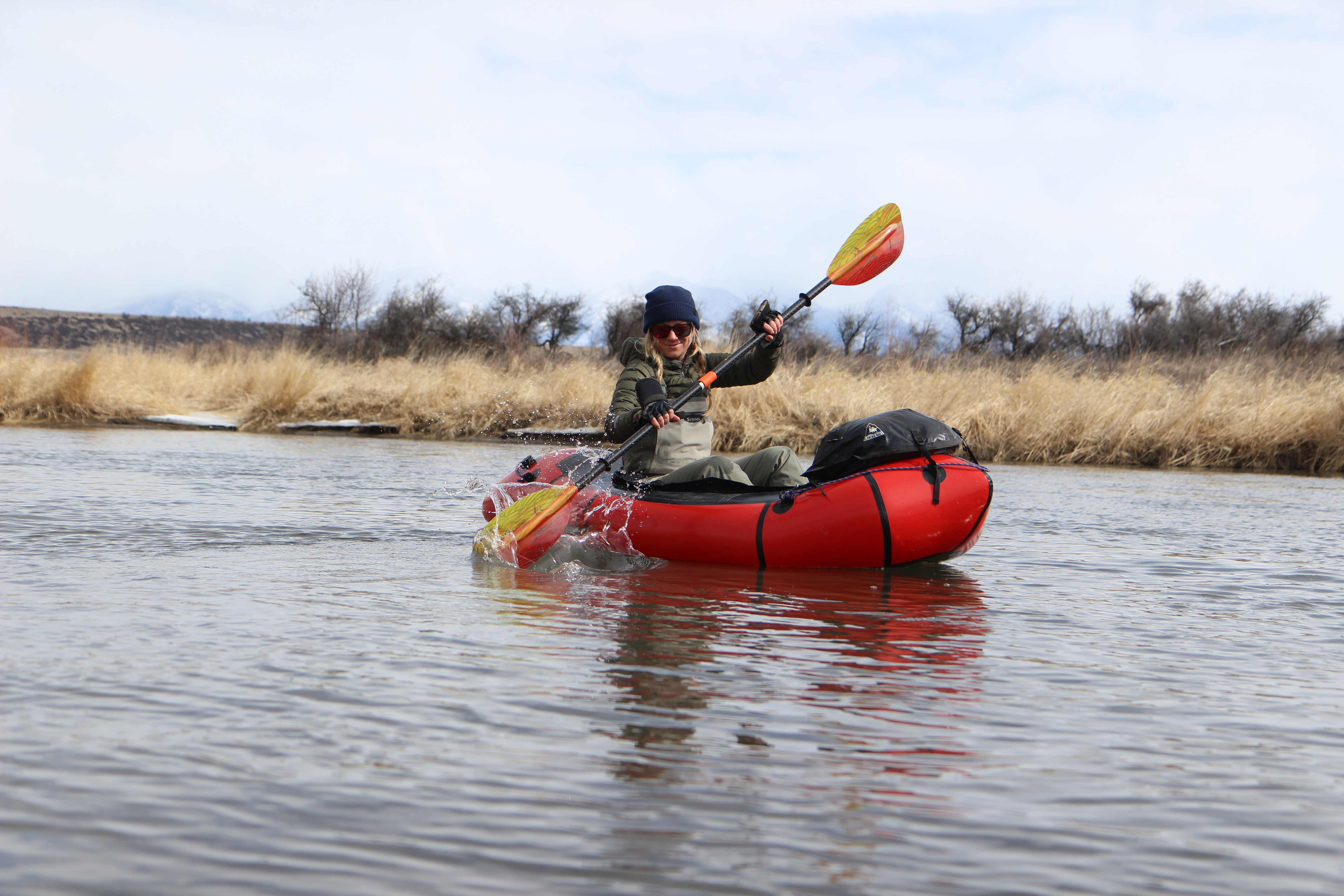 Shannon Waters of Gastro Gnome kayaking in Montana.