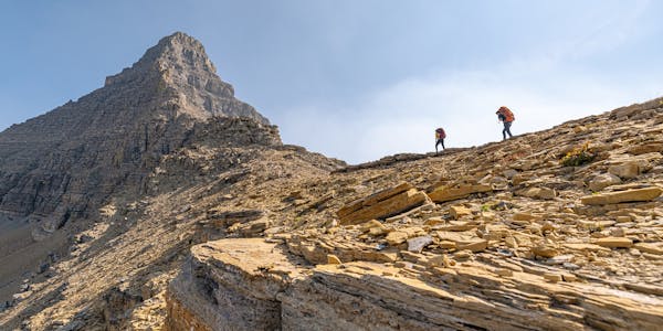 Backcountry hikers hiking and wearing Oboz Sawtooth X hiking boots