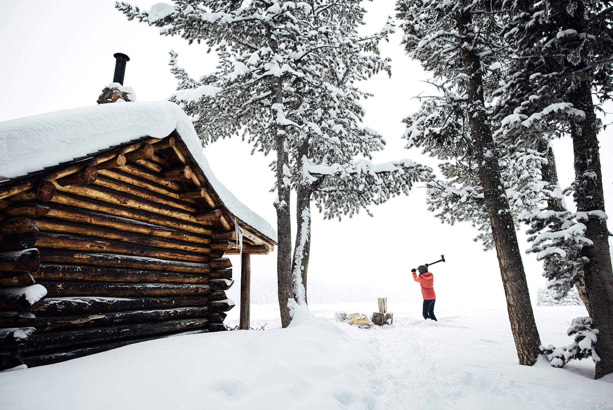 Chopping wood in the Bridger 7" winter insulated boots.