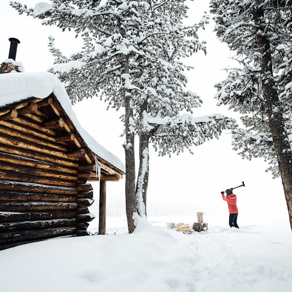 Chopping wood in the Bridger 7" winter insulated boots.