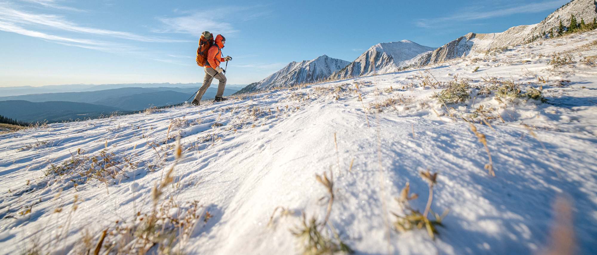 Jay Broccolo hiking in the snow