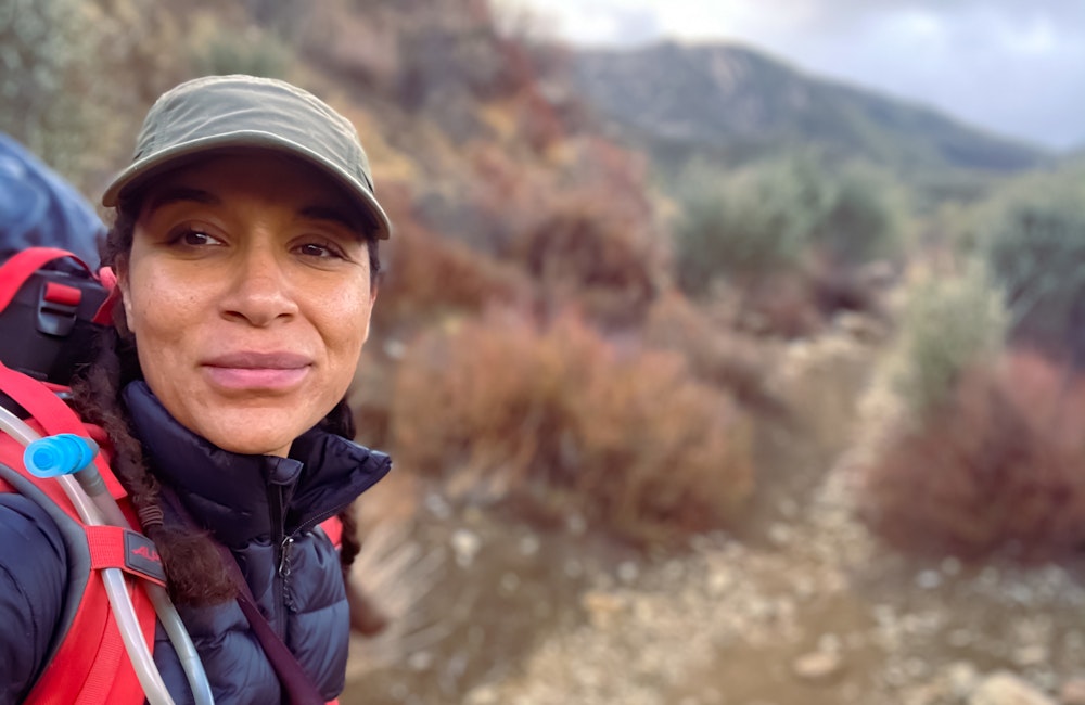 Brandy Brooks hiking on the Sespe River Trail.
